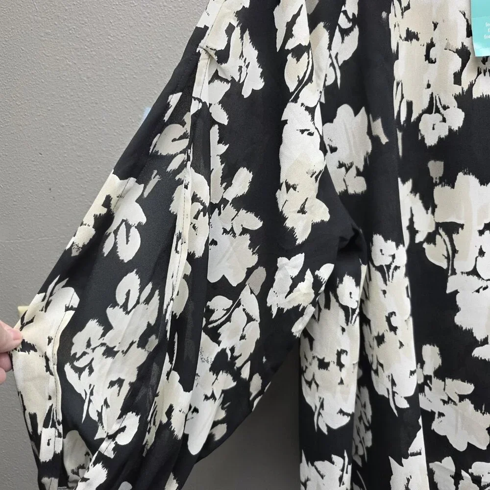 Maurices Blouse Lot 2 Womens XXL Black Floral Long Sleeve Plus Size Top Print - Picture 3 of 15